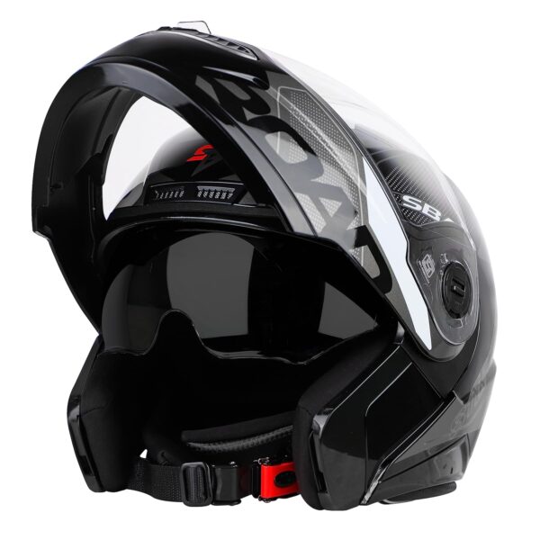 Motorcycle Helmet, Flip up , Ventilated, Matt Black and Grey, 60 cm