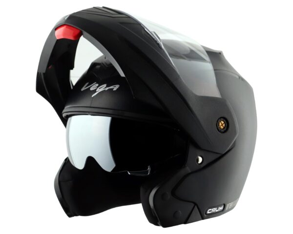 VEGA Crux Dual Visor Flip Up Motorcycling Helmet Black-L, Large