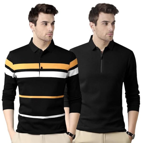 Noble Monk Men's Regular Fit Polo T Shirt |Full Sleeves |Collar Tshirts | Casual T-Shirt for Men - Image 2