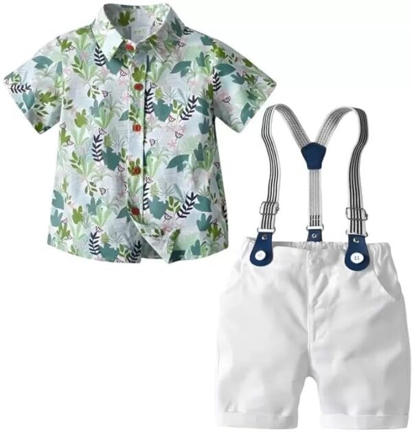 Baby Boys Cotton and Spandex Printed Half Sleeves Applique Bow Solid Romper