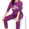 ZEYO Women Cotton Track Suit Typography Printed Crop Top Co-ords Set