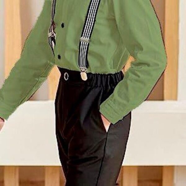 Boy's Cotton Blend Solid Full Sleeves Shirt and Plain Pant with Suspenders And Bow Tie For Kids | Shirt and Pant Set for Boys - Image 5