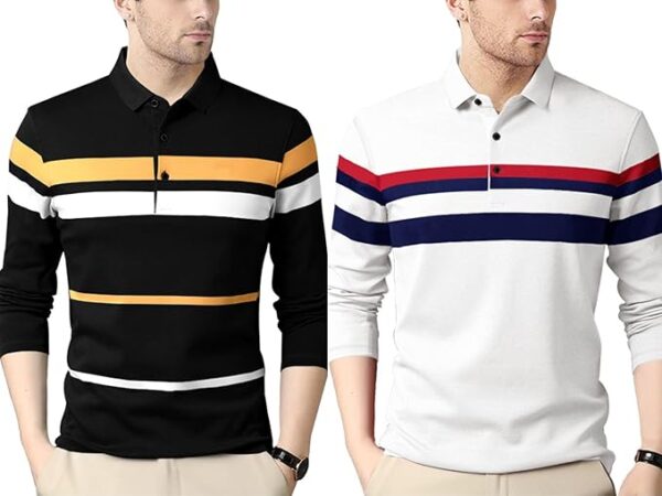 Noble Monk Men's Regular Fit Polo T Shirt |Full Sleeves |Collar Tshirts | Casual T-Shirt for Men