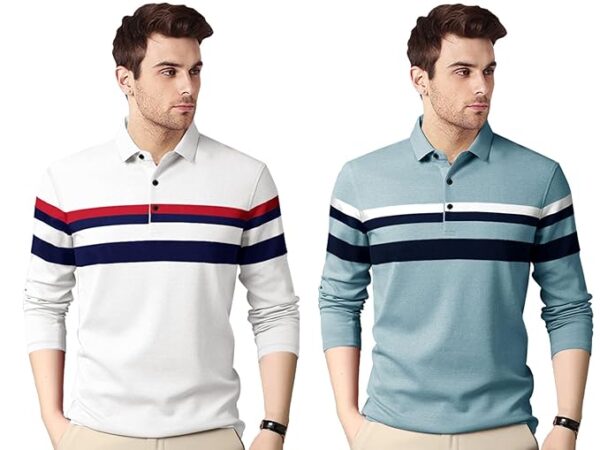 Noble Monk Men's Regular Fit Polo T Shirt |Full Sleeves |Collar Tshirts | Casual T-Shirt for Men - Image 4