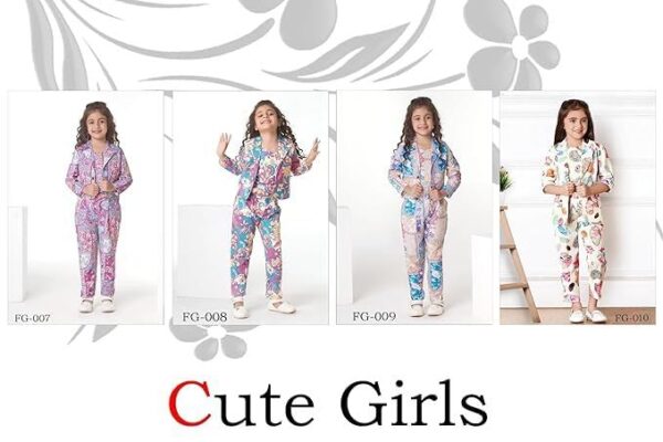 Girl’s Cotton|Girls Clothing Set|Printed Girls Co-ords Set|Jacket and Pant Set|Printed Clothing Set|3 Piece Set