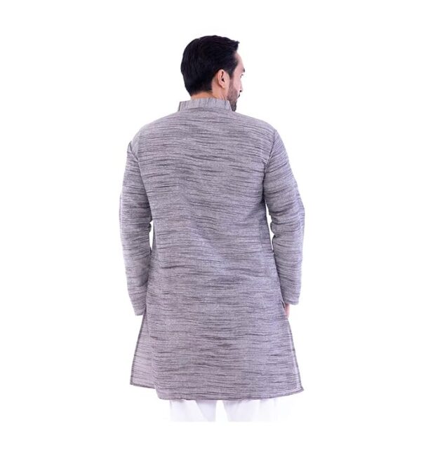 Aaryavar Men's Khadie Cotton - Dark Grey - Kurta Pyjama Set - Image 2
