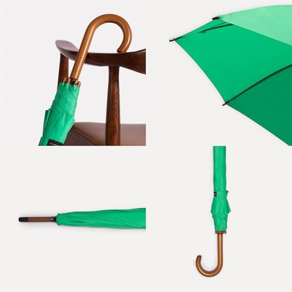 Pangolin The Commuter, Wooden J Handle - Medium Size Umbrella 46", Waterproof, Windproof, UV Protection, Automatic Open, Stylish, Durable, All-Weather Umbrella for Sun and Rain Protection - Image 2