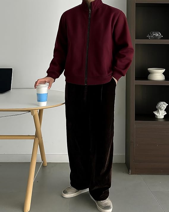 Men’s Stylish Front Zip Sweatshirt Full Zip Pullover for Casual Wear, Warm Fleece Winter Sweatshirt, Trendy Streetwear Lightweight Casual Wear Hoodies - Image 2