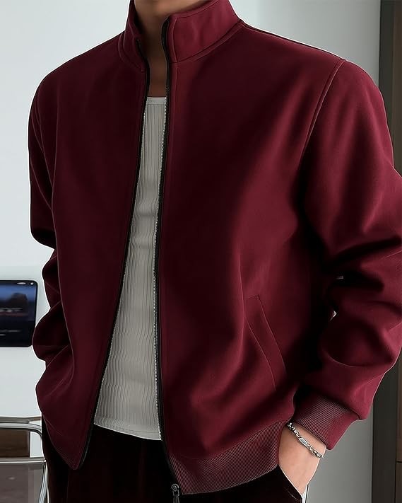 Men’s Stylish Front Zip Sweatshirt Full Zip Pullover for Casual Wear, Warm Fleece Winter Sweatshirt, Trendy Streetwear Lightweight Casual Wear Hoodies