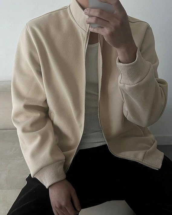 Men’s Stylish Front Zip Sweatshirt Full Zip Pullover for Casual Wear, Warm Fleece Winter Sweatshirt, Trendy Streetwear Lightweight Casual Wear Hoodies - Image 3